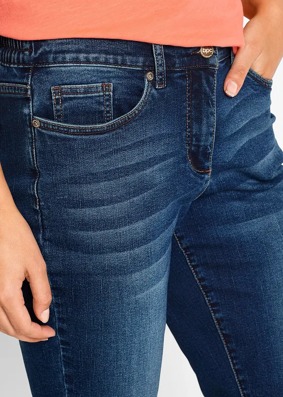 Jeans bermudashorts Mid Waist, komfortlinning, bonprix