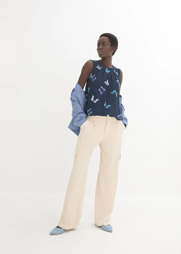 Ermel&oslash;s bluse i lett viskose, bonprix