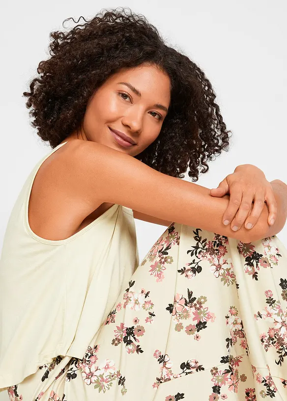 Maxikjole i lett viskosejersey, bonprix