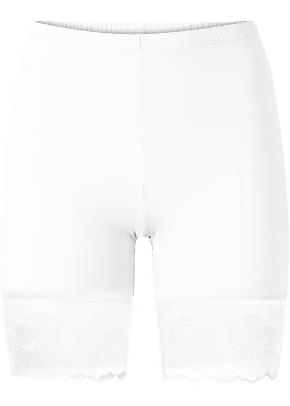 Truse med ben og "anti-gnisse"-effekt i kj&oslash;lende polyamid med blondekanter p&aring; bena, bonprix