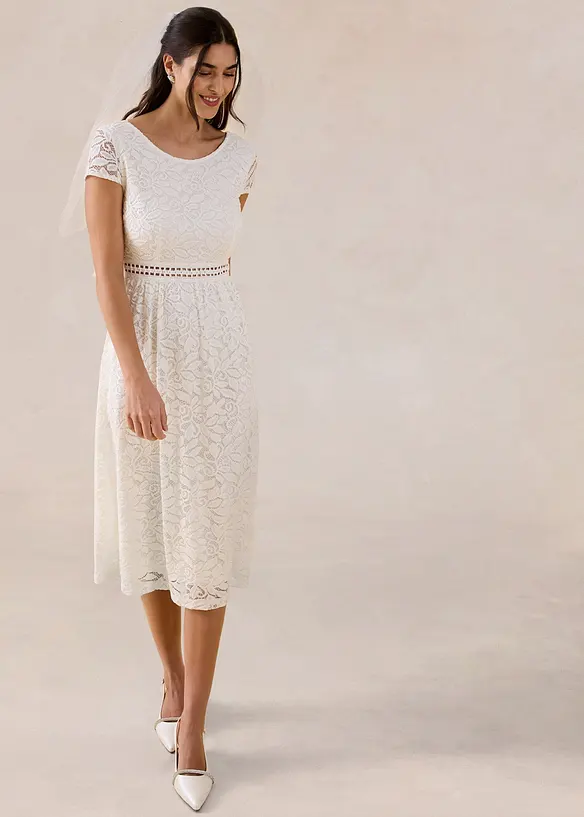 Jerseykjole med heklet innfelling i midjen, bonprix