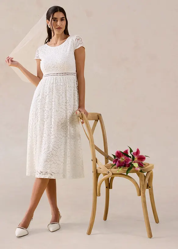 Jerseykjole med heklet innfelling i midjen, bonprix