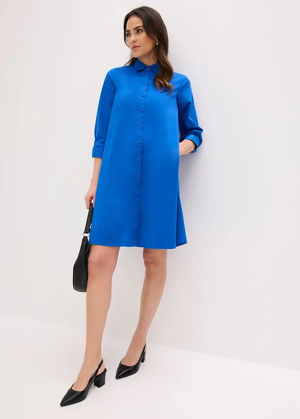 Skjortekjole i strukturert poplin, bonprix