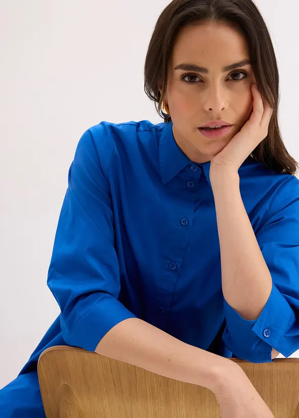 Skjortekjole i strukturert poplin, bonprix