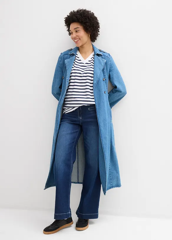 Vid, lang topp med V-hals, kortermet (5-pack), bonprix