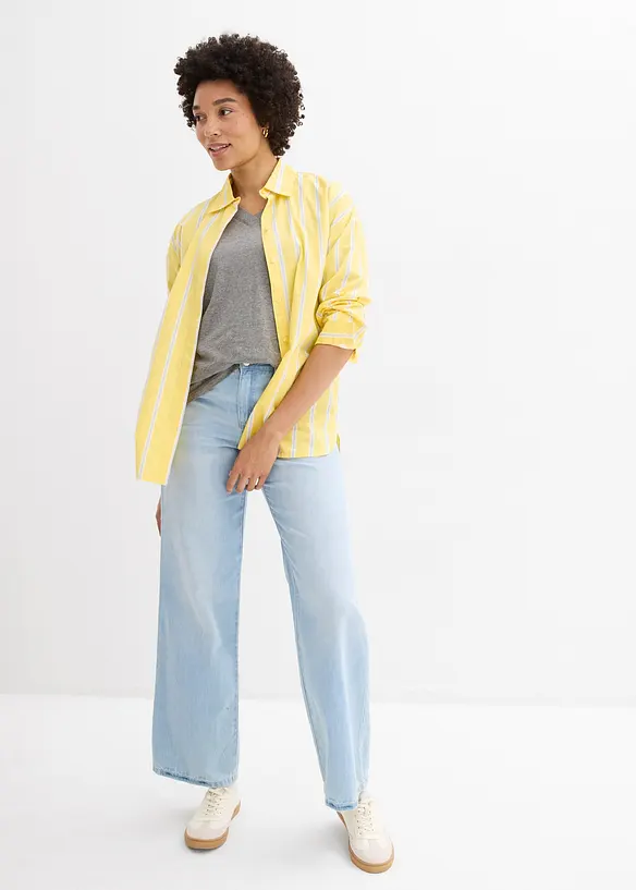 Vid, lang topp med V-hals, kortermet (5-pack), bonprix