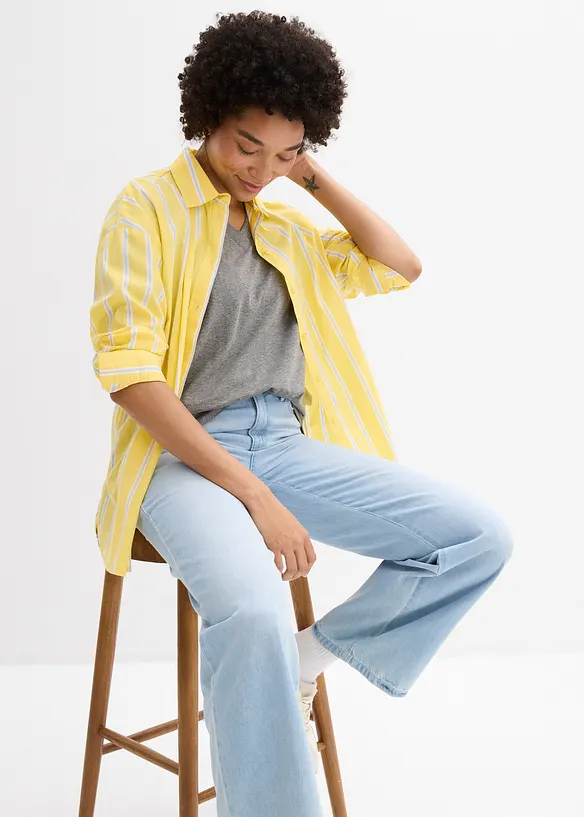 Vid, lang topp med V-hals, kortermet (5-pack), bonprix