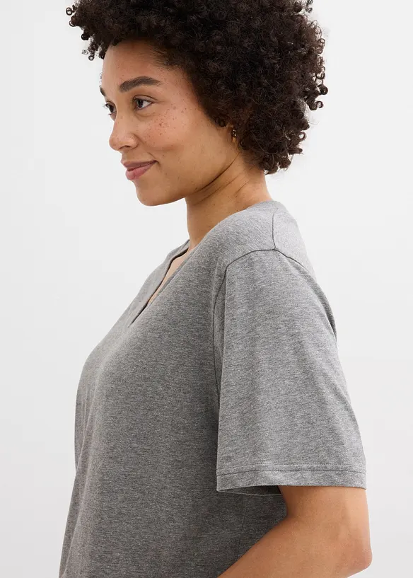 Vid, lang topp med V-hals, kortermet (5-pack), bonprix