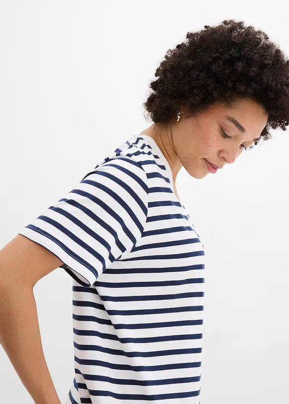Vid, lang topp med V-hals, kortermet (5-pack), bonprix