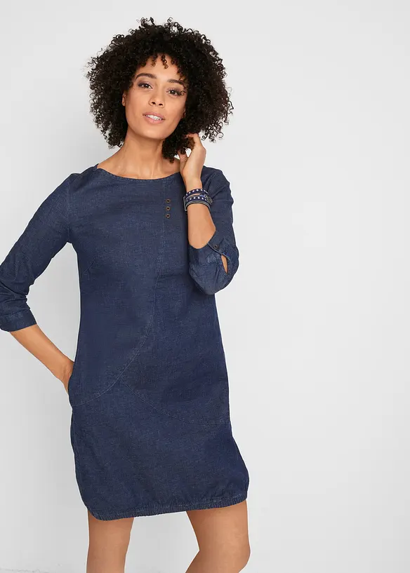 Kjole i stretchy denim, bonprix