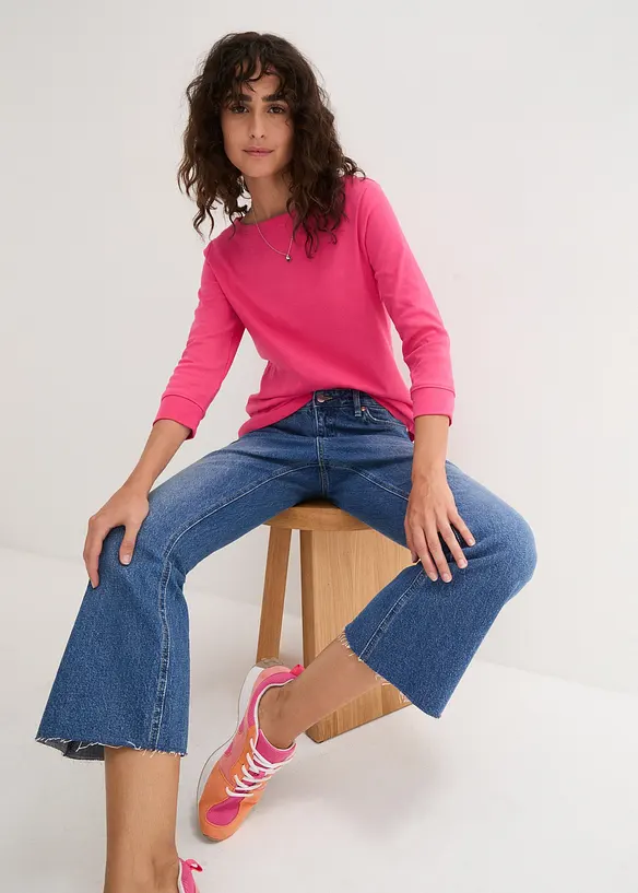 Langermet topp i 100% &oslash;kologisk bomull, bonprix