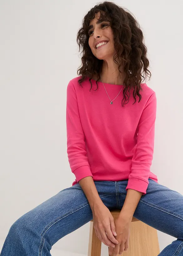 Langermet topp i 100% &oslash;kologisk bomull, bonprix