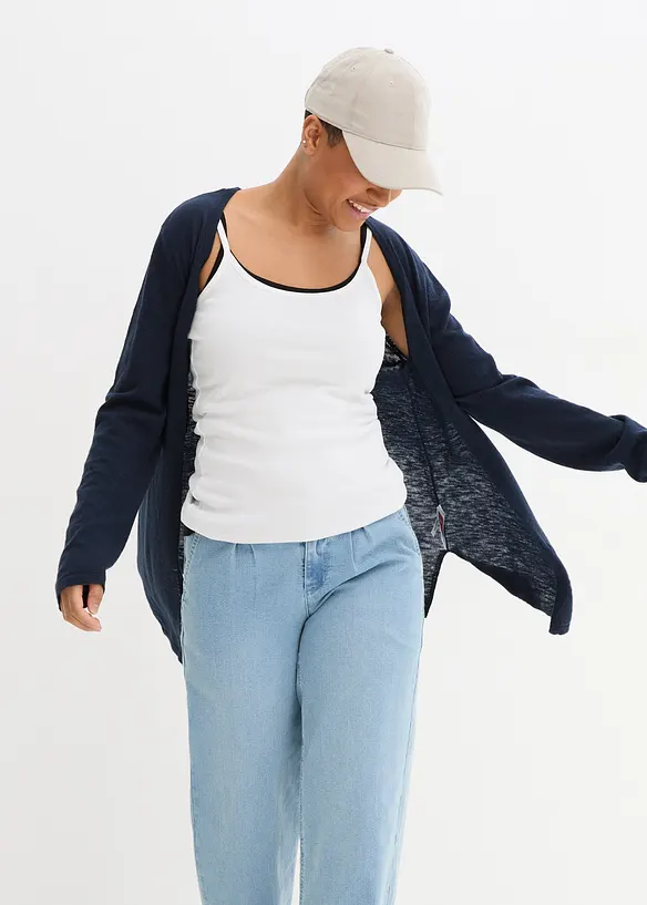 Strikkejakke i 100% bomullsslub-materiale, bonprix