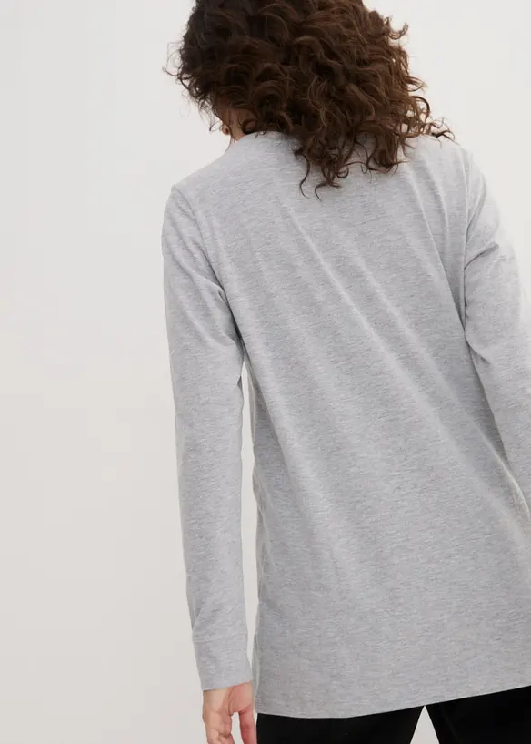 Lang, langermet topp med rund hals (5-pack), bonprix