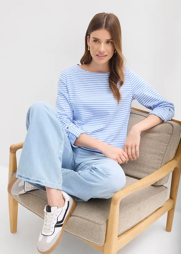 Langermet topp i 100% bomull, bonprix