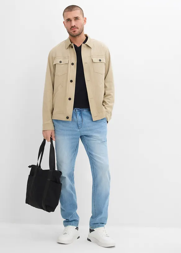 Regular fit-pull on-jeans i lett denim med stretchlinning, Straight, bonprix