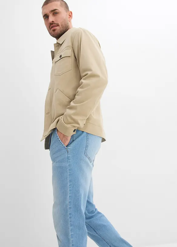 Regular fit-pull on-jeans i lett denim med stretchlinning, Straight, bonprix