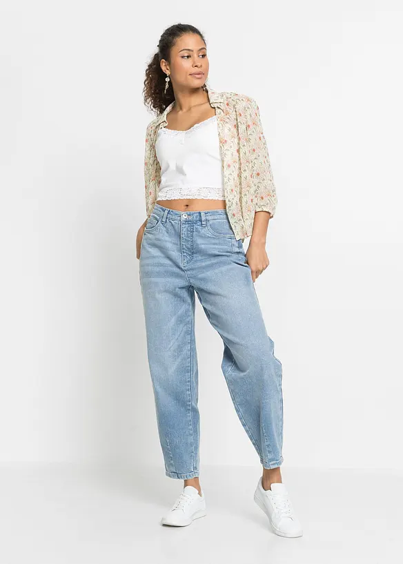 Barrel-Jeans, High Waist, &oslash;kologisk bomull, bonprix
