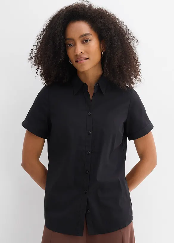 Kortermet bluse med stretch av bomullsmiks, bonprix