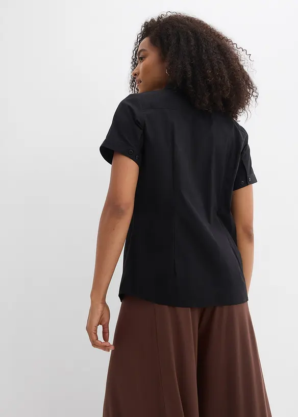 Kortermet bluse med stretch av bomullsmiks, bonprix
