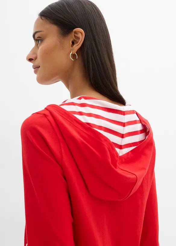 Hettegenser i 100% bomull med 3/4-lange ermer, bonprix