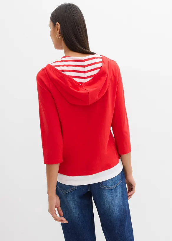 Hettegenser i 100% bomull med 3/4-lange ermer, bonprix