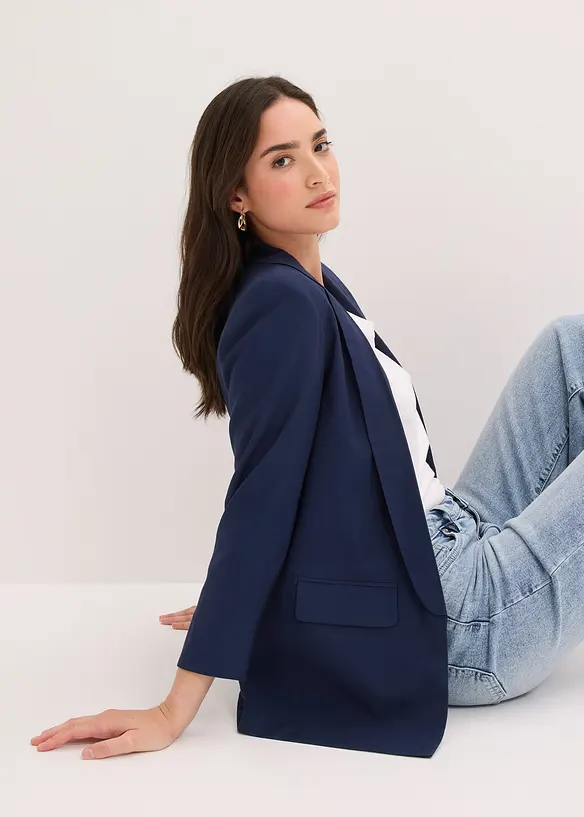 Lang blazer i viskosemiks, bonprix