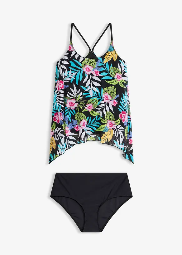 Tankini med m&oslash;nstret nettingmateriale, bonprix