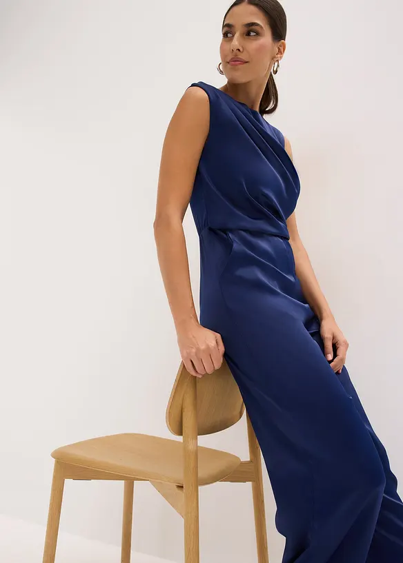 Jumpsuit i sateng med glans, bonprix