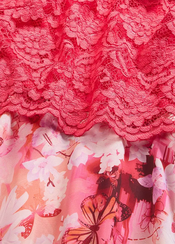 Chiffonkjole med fine blonder, bonprix