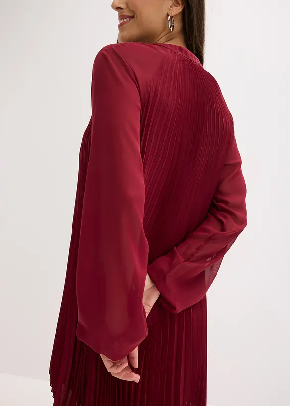 Minikjole i lett chiffon med pliss&eacute;folder, bonprix