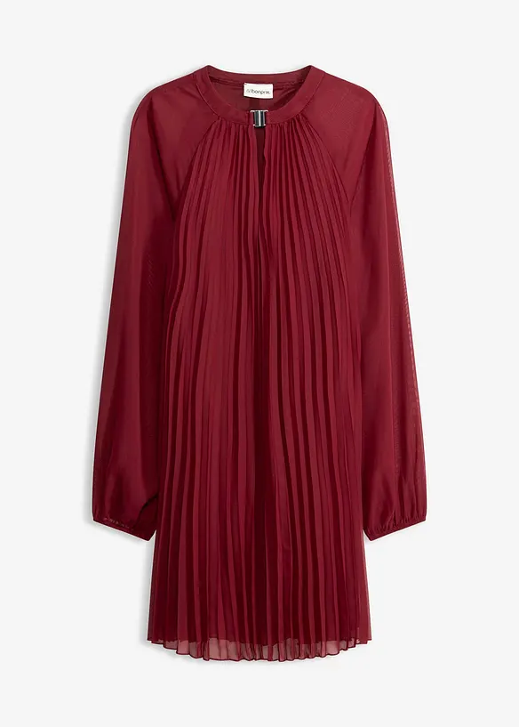 Minikjole i lett chiffon med pliss&eacute;folder, bonprix