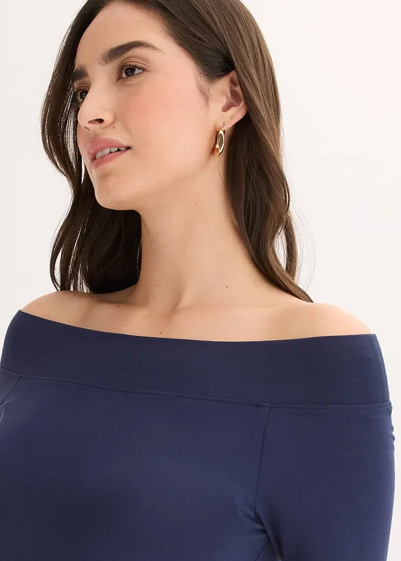 Off shoulder-topp i viskosemiks, bonprix