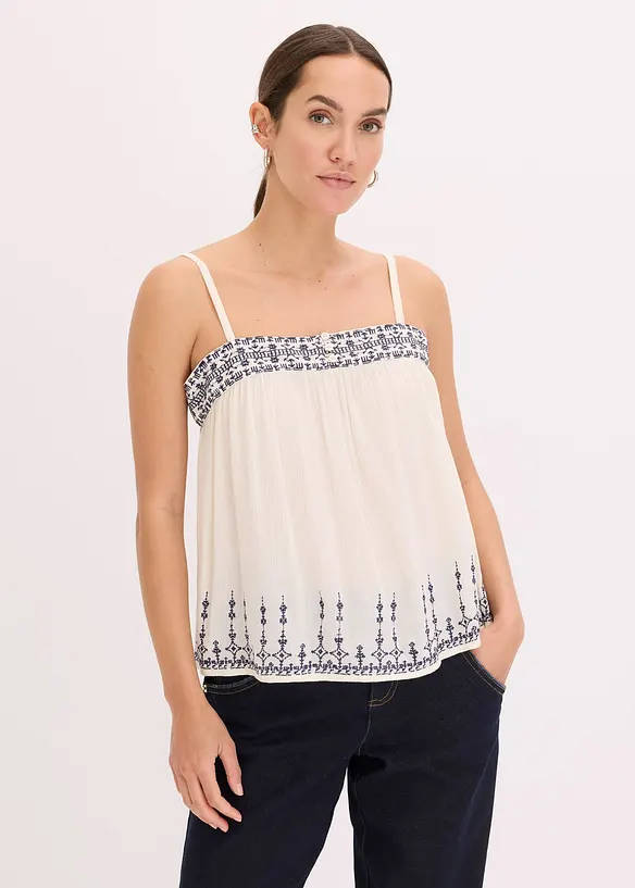 Stroppetopp med broderier, bonprix