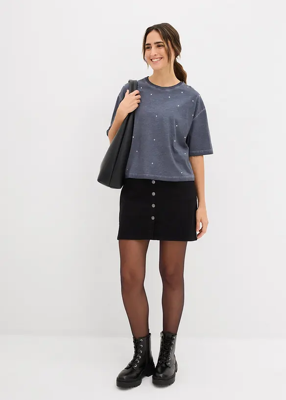 T-skjorte i 100% bomull med strass, bonprix