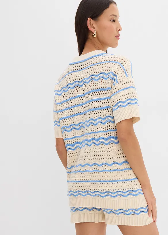 Oversized strikketopp i luftig bomull- og linmiks, bonprix