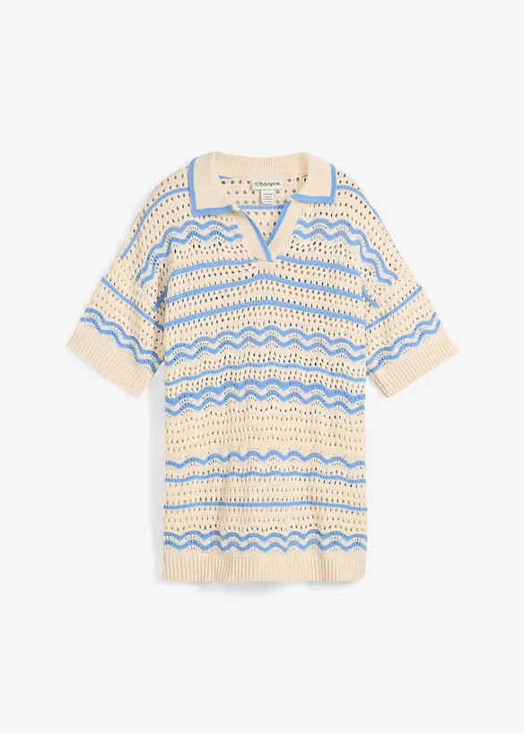 Oversized strikketopp i luftig bomull- og linmiks, bonprix