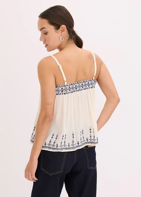 Stroppetopp med broderier, bonprix