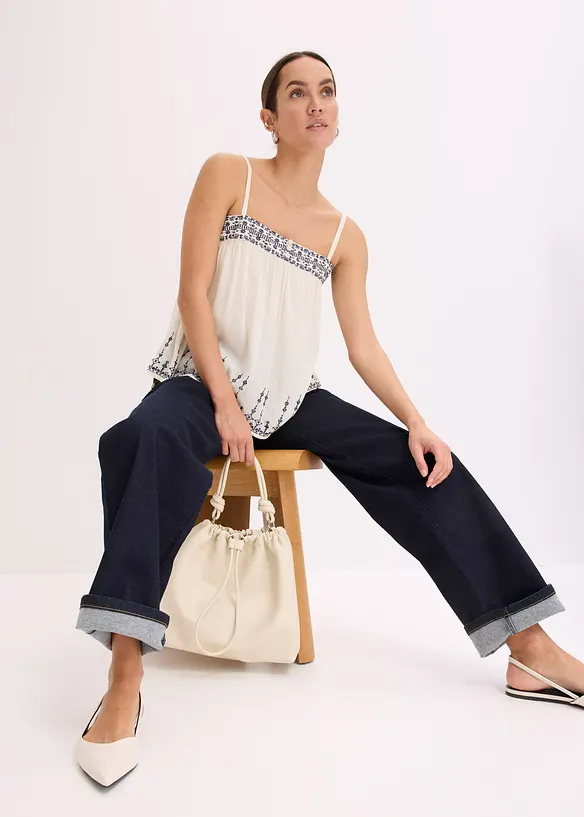 Stroppetopp med broderier, bonprix