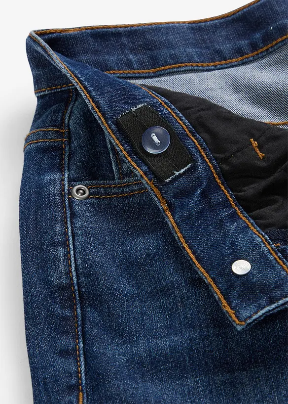 Loose Fit-cargojeans i denim med stretch og regulerbar linning, Straight, bonprix