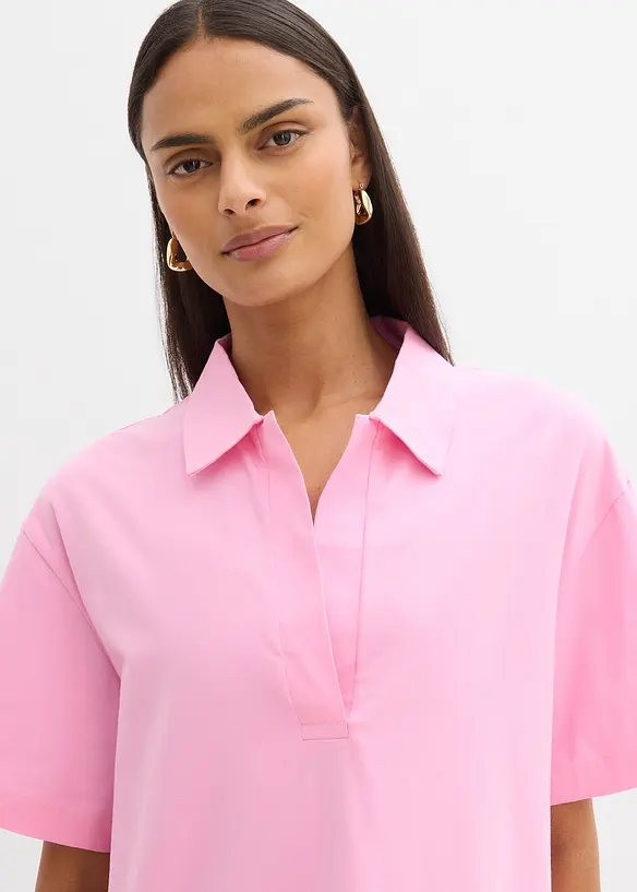 Skjortekjole i elastisk materiale med &oslash;kologisk bomull, bonprix