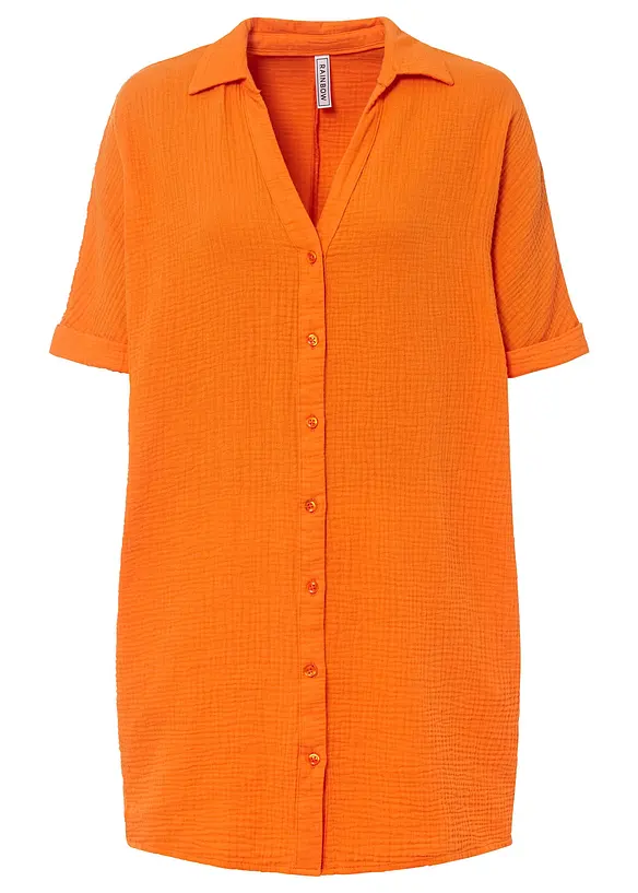 Oversized, lang skjorte i myk bomullsmusselin, bonprix