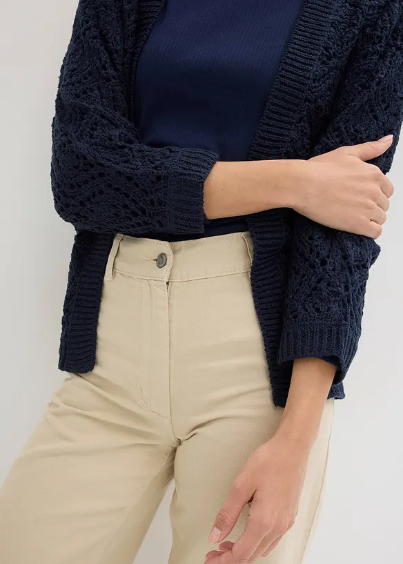 Cardigan med hullm&oslash;nster, bonprix