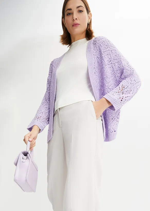 Cardigan med hullm&oslash;nster, bonprix