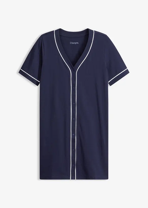 Kort nattskjorte i 100% bomull med knappestolpe, bonprix