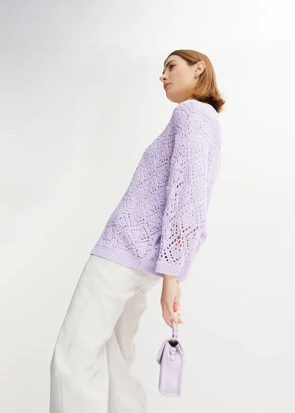 Cardigan med hullm&oslash;nster, bonprix