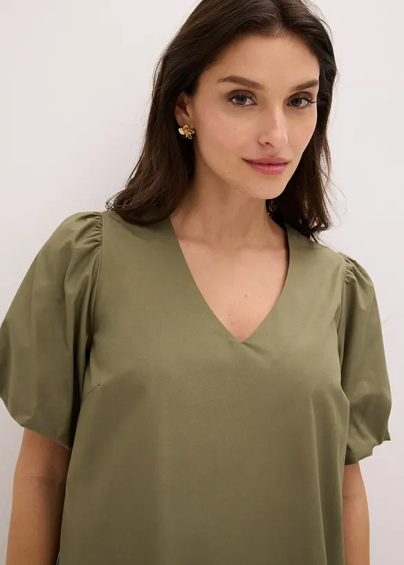 Vevd midikjole i &oslash;kologisk bomull, bonprix