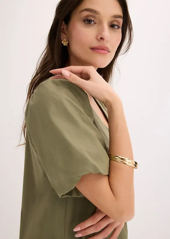 Vevd midikjole i &oslash;kologisk bomull, bonprix