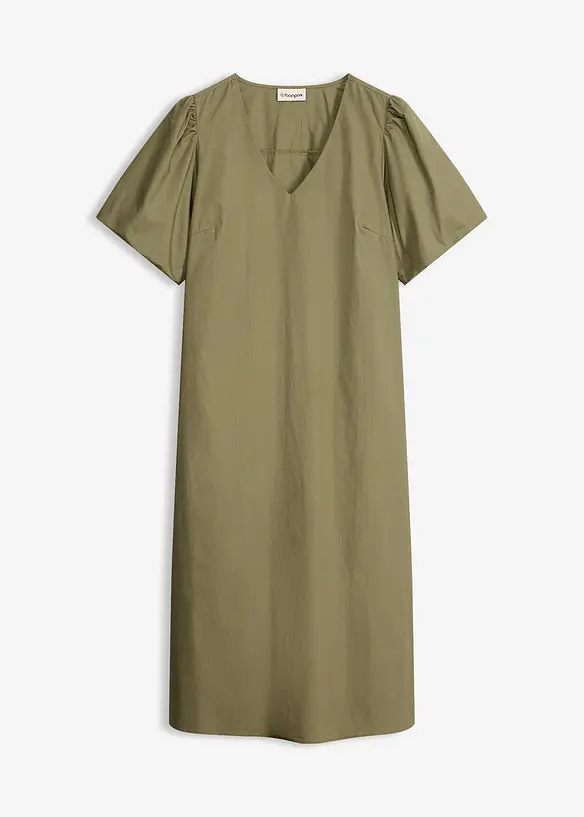 Vevd midikjole i &oslash;kologisk bomull, bonprix