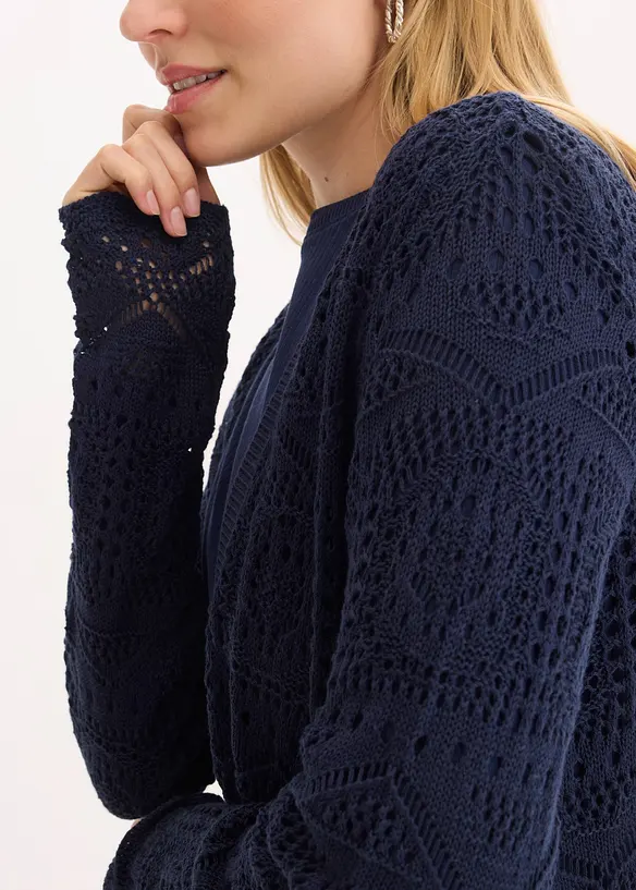 Cardigan med hullm&oslash;nster, bonprix